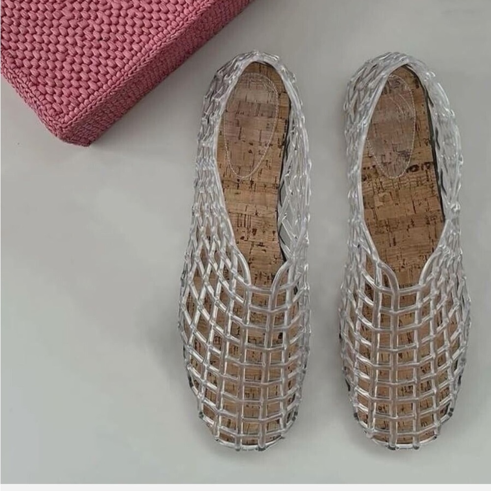 Flat Shoe Women Clear Jelly Mesh Ballet Flats Clear Hollowed out Ballet